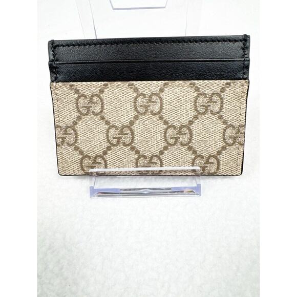 New Gucci Beige & Black Card Holder Wallet With COA - Picture 1 of 7
